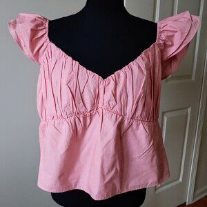 Abercrombie & Fitch Flutter Sleeve Top  Pink NWT  Size XL